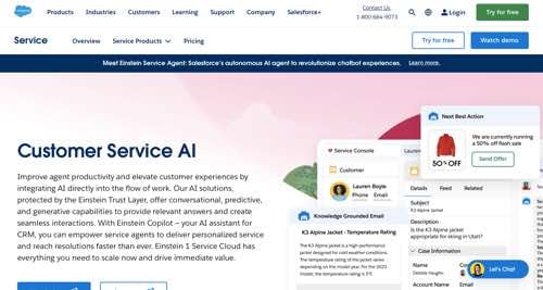 Salesforce's Einstein Service Agent Web Page